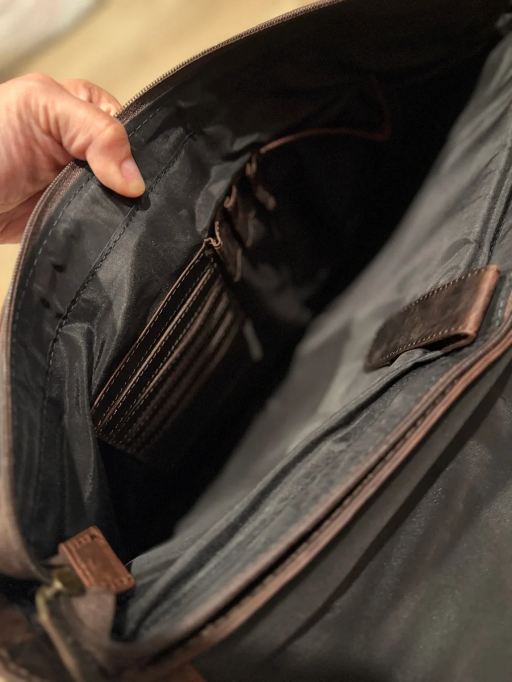 Classic Dark Brown Leather Messenger Bag